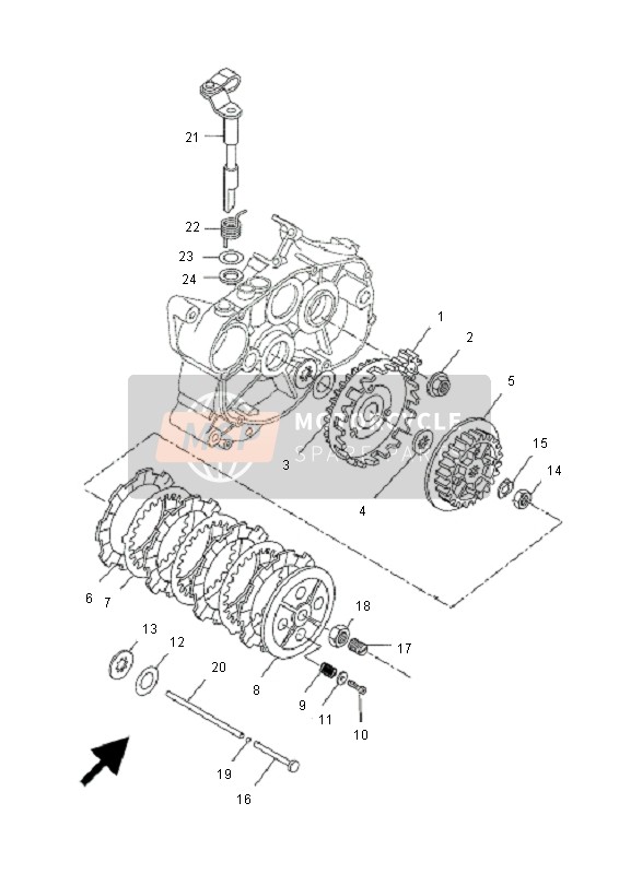 Yamaha DT50R-SM 2011 Clutch for a 2011 Yamaha DT50R-SM